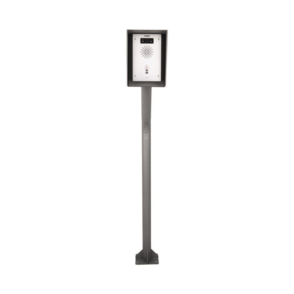 Poste y Cubierta industrial para montaje de Porteros IP Fanvil y Grandstream, altura de 1.2 metros, pintura electrostática color gris.