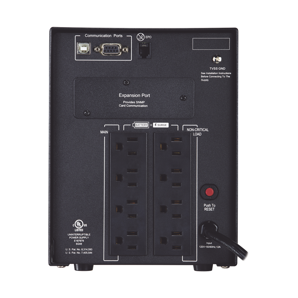 UPS de 1500 VA/1500 W, Topología Línea Interactiva, Entrada 120 Vca NEMA 5-15P, Onda Senoidal Pura, Mini Torre, Con 8 Tomas NEMA 5-15R