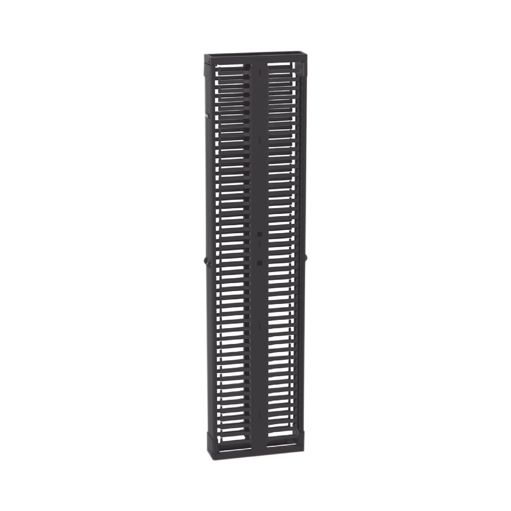 Organizador Vertical PatchRunner™, Doble (Frontal y Posterior), Para Rack Abierto de 45 Unidades, 6in de Ancho, Color Negro
