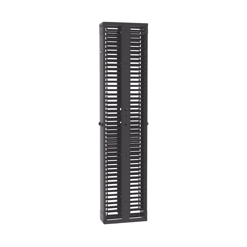 Organizador Vertical PatchRunner™, Doble (Frontal y Posterior), Para Rack Abierto de 45 Unidades, 8in de Ancho, Color Negro