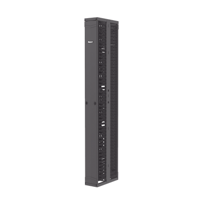 Organizador Vertical PatchRunner™, Doble (Frontal y Posterior), Para Rack Abierto de 45 Unidades, 8in de Ancho, Color Negro