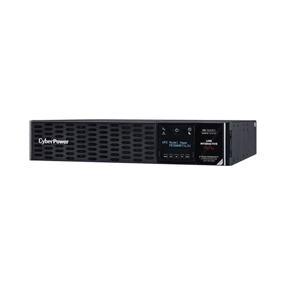 UPS de 3000 VA/3000 W, Topología Línea Interactiva, Entrada 120 Vca NEMA L5-30P, Onda Senoidal Pura, Torre o Rack de 2 UR, Con 8 Tomas 5-20R y 1 L5-30R