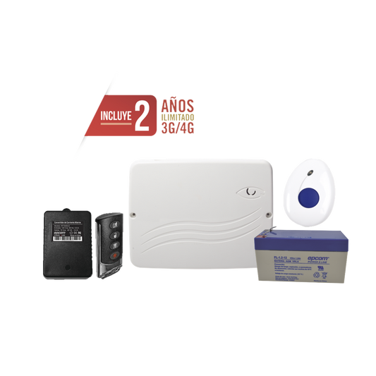 Kit de Panel de Alarma Híbrido 4G LTE con botón de Pánico y Detección de Caídas Inalámbrico, Incluye SIM con 2 años de Datos y APP Gratis