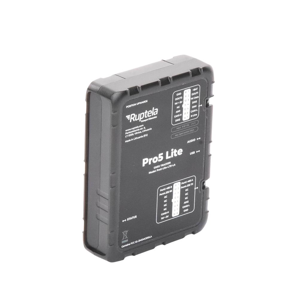 Tracker GPS Pro5 Lite / LTE CAT1 bis (4G), GSM (2G) / Lectura de Datos CAN / Monitoreo de Audio, Temperatura y Combustible / Pequeño con Nano SIM / Conectividad BLE / Protección Avanzada