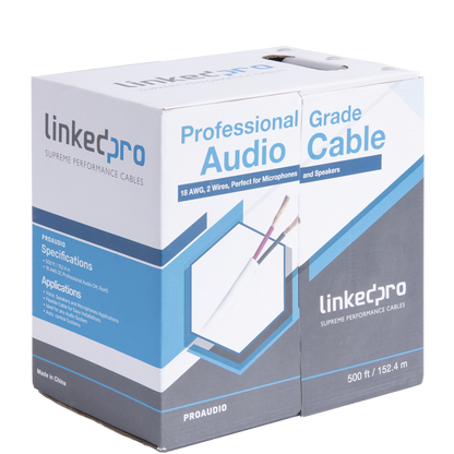 Cable para Audio Profesional de 2 Conductores Calibre 18 para Aplicaciones de Audio y Automatización Bobina de 152 Metros (500 Pies)