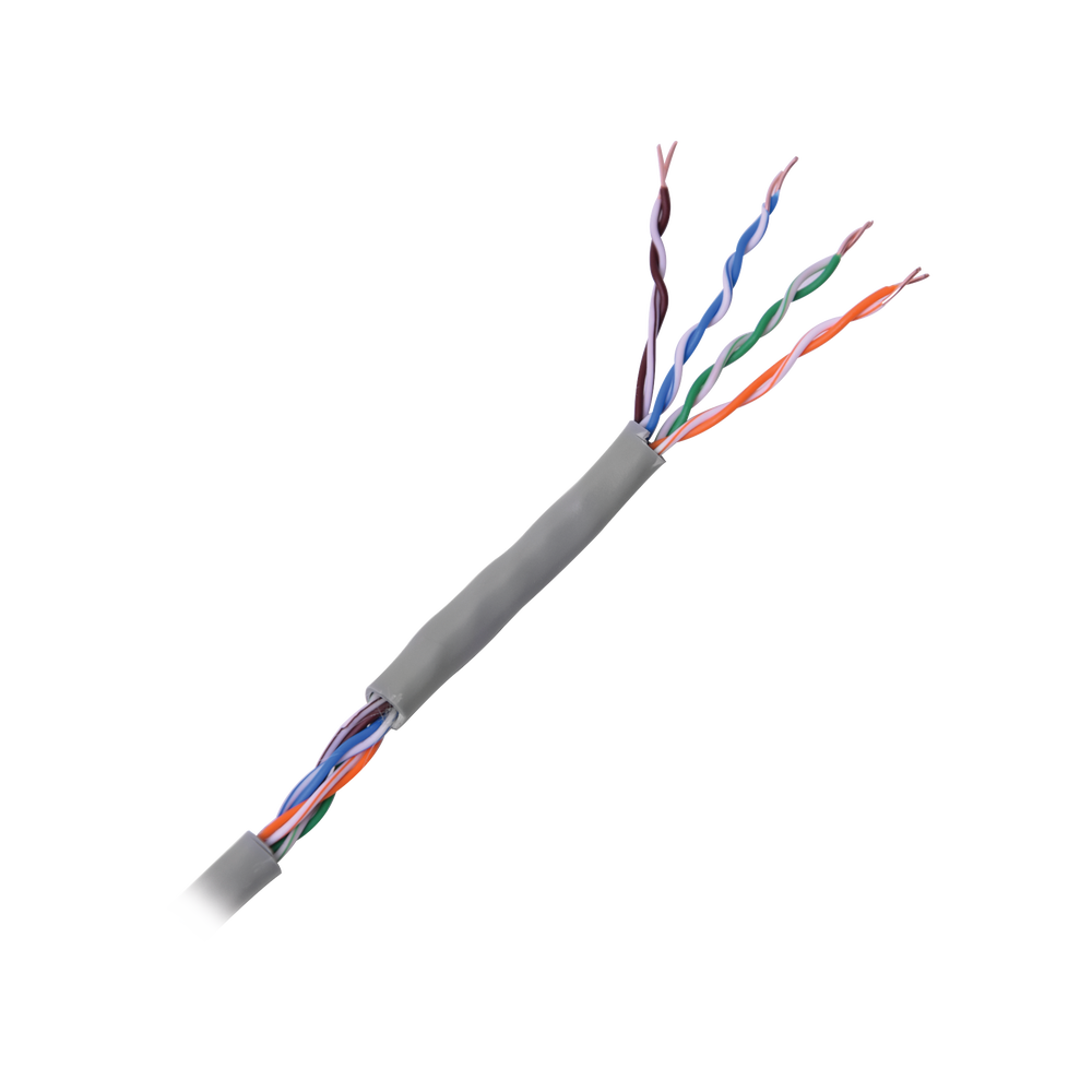 Cable Cat5e de Alto Rendimiento, con Certificaciones ETL, UL, Color Gris, de 100 Metros (328 Pies) para Aplicaciones en CCTV, Redes de Datos. Uso Interior.