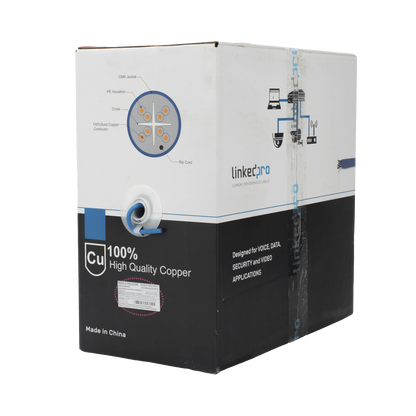 Bobina de Cable U/UTP Cat6A de 305 Metros (1000 Pies), Color Azul, CMR, Soporta 10G-BaseT para Transmisión de Frecuencias de hasta 500MHz, UL