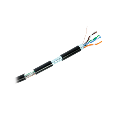 Bobina de Cable de 305 Metros (1000 Pies) Cat6+ Calibre 23 Exterior Blindado Tipo FTP para Climas Extremos, UL, Color Negro