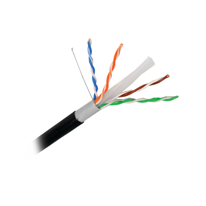 Cable Cat6+ Calibre 23, UTP, Intemperie con Gel Doble Chaqueta, ETL, UL, Color Negro de 305 Metros (1000 Pies), para Climas Extremos