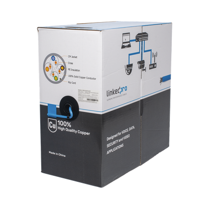 Bobina de Cable de 305 Metros (1000 Pies) Cat6+, CM, Calibre 23 Alto Rendimiento, ETL, UL, Color Azul, Super Flexible, para Aplicaciones de Video Vigilancia, Video HD, y Redes de Datos. Uso Interior.