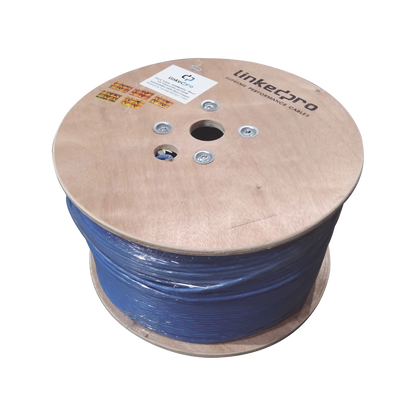 Bobina de 1000 Metros (3280.84 Pies) Cable Cat6+ Calibre 23 Alto Desempeño, ETL, UL, Color Azul, Super Flexible, de 1000 Metros (3280.84 Pies), para Aplicaciones de CCTV, Video HD, y Redes de Datos