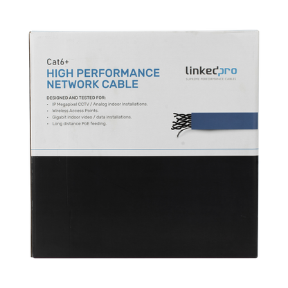 Bobina de Cable de 305 Metros (1000 Pies) Cat6+ Blindado F/UTP, CM, Calibre 23 Alto Rendimiento, ETL, UL, Color Azul, Super Flexible, para Aplicaciones de Video Vigilancia, Video HD, y Redes de Datos. Uso Interior.
