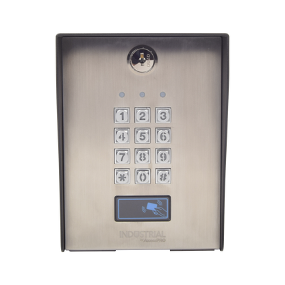 Teclado exterior/interior antivandálico, 3 relevadores, 50 códigos de visitantes, 1200 usuarios