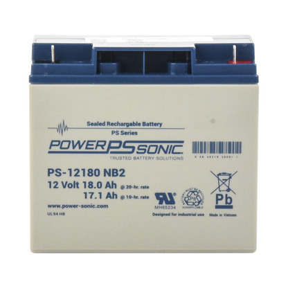 Batería 12V, 18AH, Para Respaldo, Tecnologías AGM/VRLA, Diseño De Vida Útil 5 Años, Terminales Tipo NB2, Listada UL, Libre De Mantenimiento