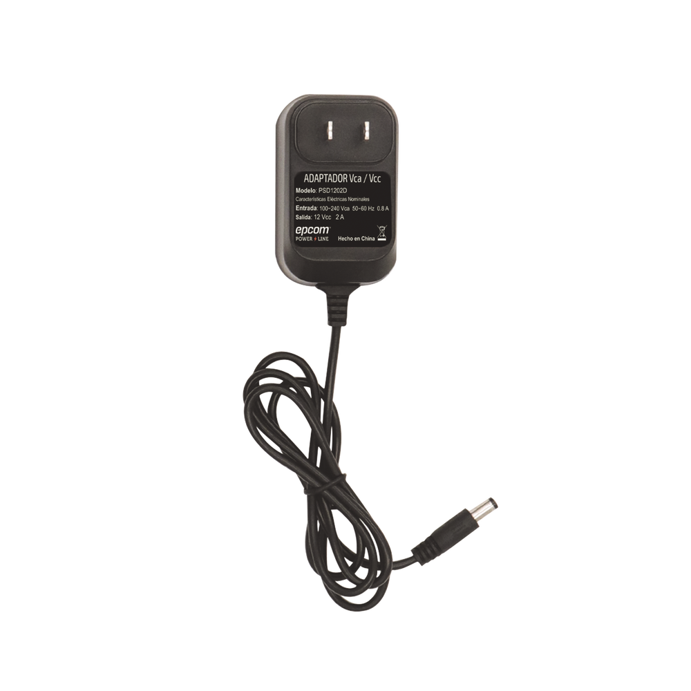 Fuente de Poder de 12 Vcc Regulada / 2 Amp / Voltaje de Entrada de 100 - 240 VCA / Longitud del cable 96 cms.