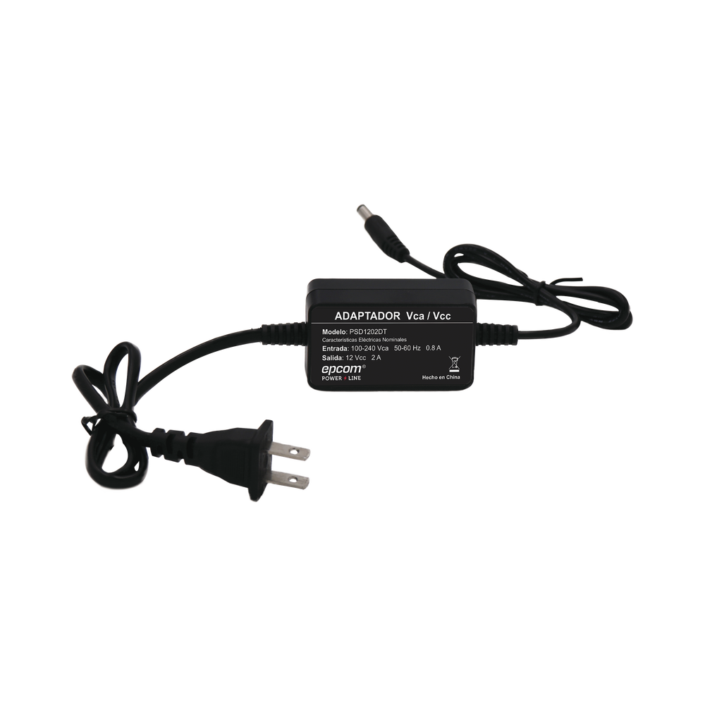 Fuente de Poder 12 Vcc / 2 Amp / Con Terminales de Extensión / Distancias de cable hacia Vca 50 cm / Distancia de cable hacia dispositivo de 50 cm