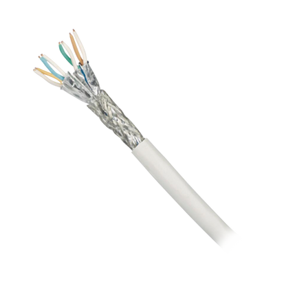 Bobina de Cable Blindado S/FTP de 4 Pares, Cat7, Inmune a Ruido e Interferencias, LSZH (Bajo Humo, Cero Halógenos), Color Blanco, Bobina de 500 Metros (1640 Pies)