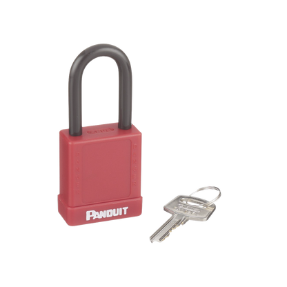 Candado de Bloqueo LOTO de Seguridad Dieléctrico, Con Llave Única, Diámetro de 6.5 mm, Color Rojo