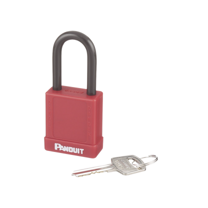 Candado de Bloqueo LOTO de Seguridad Dieléctrico, Con Llave Única, Diámetro de 6.5 mm, Color Rojo