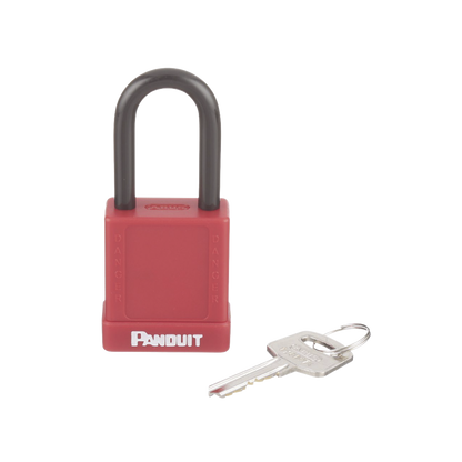 Candado de Bloqueo LOTO de Seguridad Dieléctrico, Con Llave Única, Diámetro de 6.5 mm, Color Rojo