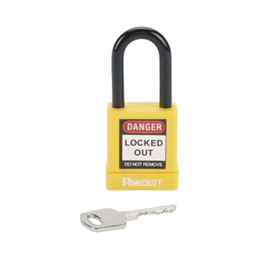 Candado de Bloqueo LOTO de Seguridad Dieléctrico, Con Llave Única, Diámetro de 6.5 mm, Color AMARILLO