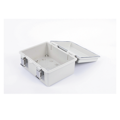 Gabinete de Plástico ABS, Uso en Intemperie IP66 (170 x 220 x 110 mm) Cierre por broche Inoxidable y Permite Cerrado con Candado y Llave (Perno 5mm) No Incluido