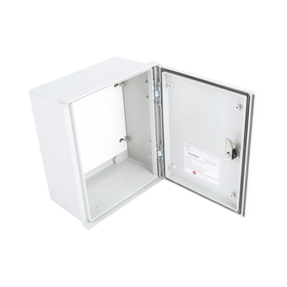 Gabinete de Poliéster IP65 Uso en Intemperie (250 x 300 x 140 mm) con Placa Trasera Interior de Plástico (Incluye Chapa y Llave).