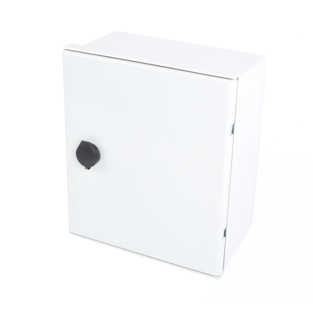 Gabinete de Poliéster IP65 Uso en Intemperie (250 x 300 x 140 mm) con Placa Trasera Interior de Plástico (Incluye Chapa y Llave).