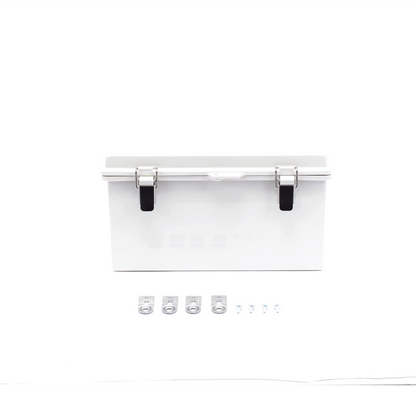 Gabinete de Plástico ABS, Uso en Intemperie ip66 (300 x 300 x 180 mm) Cierre por Broche Inoxidable y Permite Cerrado con Candado y Llave (Perno 5mm) No Incluido