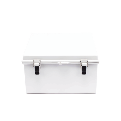Gabinete de Plástico ABS, Uso en Intemperie ip66 (300 x 300 x 180 mm) Cierre por Broche Inoxidable y Permite Cerrado con Candado y Llave (Perno 5mm) No Incluido