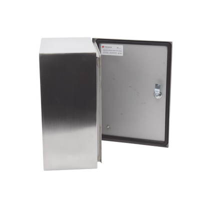 Gabinete de Acero Inoxidable IP66 Uso en Intemperie (300 x 400 x 200 mm) con Placa Interna Galvanizada.