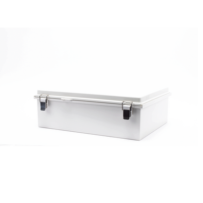Gabinete de Plástico ABS, Uso en Intemperie IP66 (350 x 460 x 160 mm) Cierre por Broche Inoxidable y Permite Cerrado con Candado y Llave (Perno 5mm) No Incluido