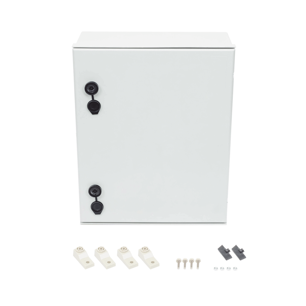 Gabinete de Poliéster IP65 Uso en Intemperie (400 x 500 x 200 mm) con Placa Trasera Interior de Plástico (Incluye Chapa y Llave).