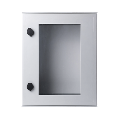 Gabinete de Poliéster IP65 Puerta Transparente, Uso en Intemperie (400 x 500 x 200 mm) con Placa Trasera Interior de Plástico (Incluye Chapa y Llave).