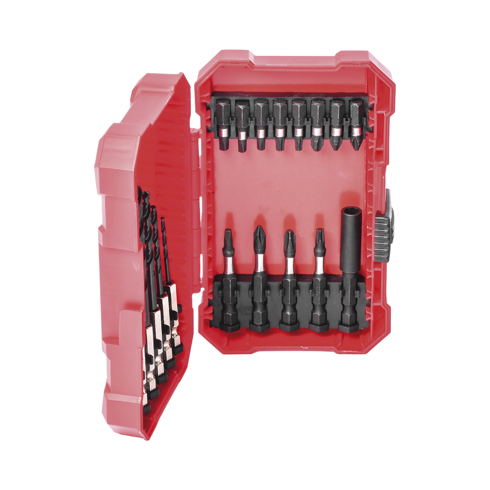 Juego de 18 Puntas y Brocas para Taladro, con Entrada Hexagonal de 1/4", Incluye Estuche.