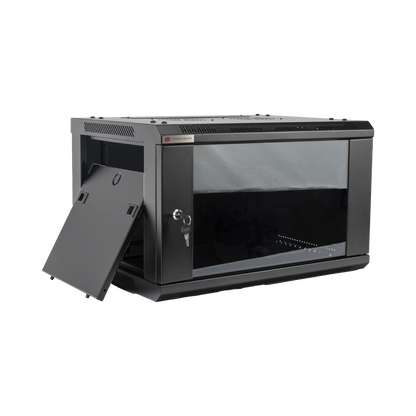Gabinete PRECISION, Con Puerta de Cristal Templado, de 19in, 6UR, 450mm de Profundidad, Color Negro