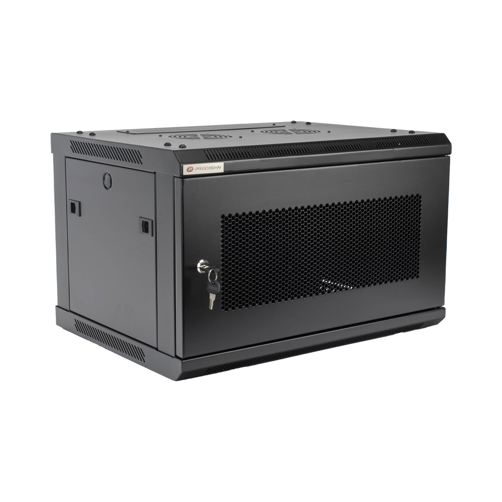 Gabinetes PRECISION, Con Puerta Perforada, de 19in, 6UR, 450mm de Profundidad, Color Negro