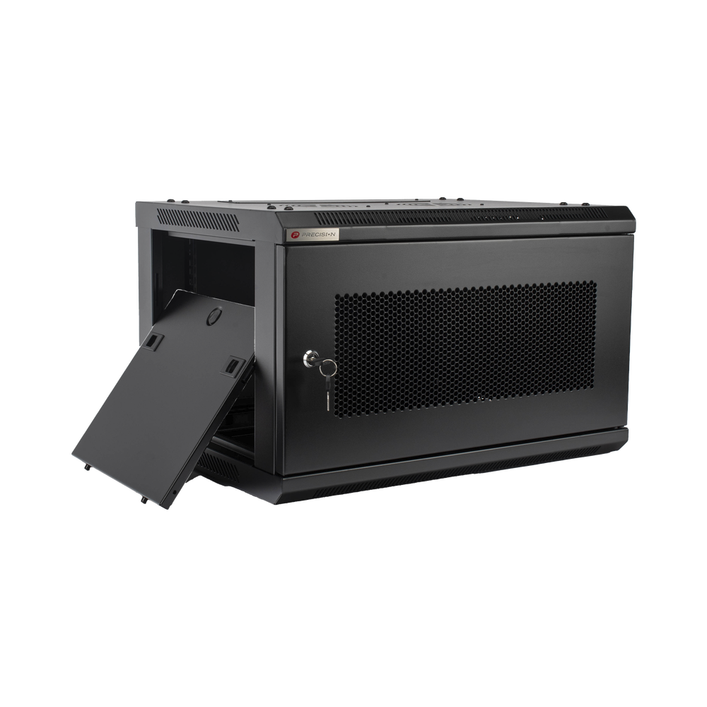 Gabinetes PRECISION, Con Puerta Perforada, de 19in, 6UR, 450mm de Profundidad, Color Negro