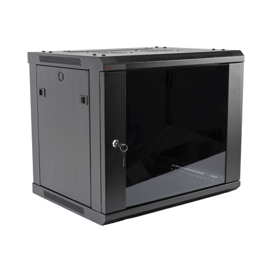 Gabinete PRECISION, Con Puerta de Cristal Templado, de 19in, 9UR, 450mm de Profundidad, Color Negro