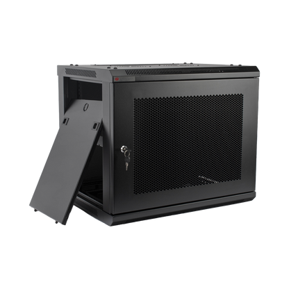 Gabinete PRECISION, Con Puerta Perforada, de 19in, 9UR, 450mm de Profundidad, Color Negro
