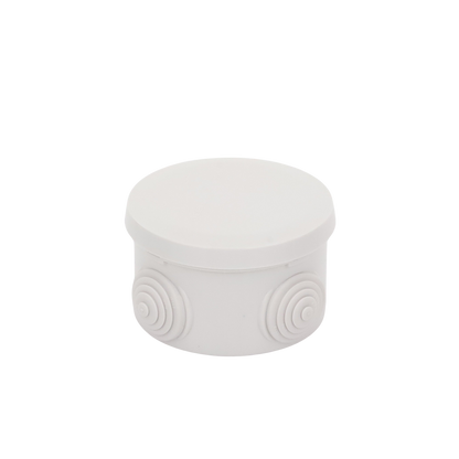 Caja Derivación-Conexión de Plástico Circular con 4 Glándulas de Goma (70 diámetro X 48 alto mm). Para Instalaciones Comerciales,  Residenciales e Industriales. Cerrado a Presión.