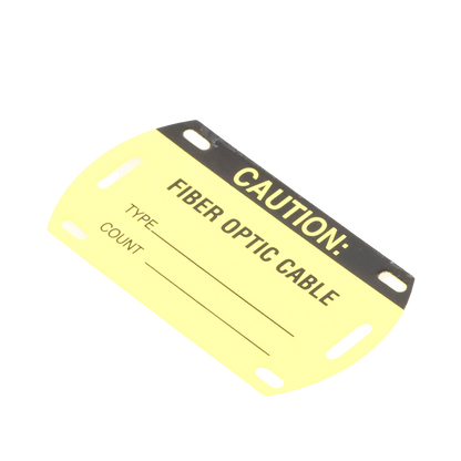 Kit de 5 Etiquetas Autolaminadas para Fibra Óptica, Para Uso Interior/Exterior, Dimensiones de 90.42 x 52.32 mm (3.56 x 2.06 pulgadas), Color Negro con Amarillo
