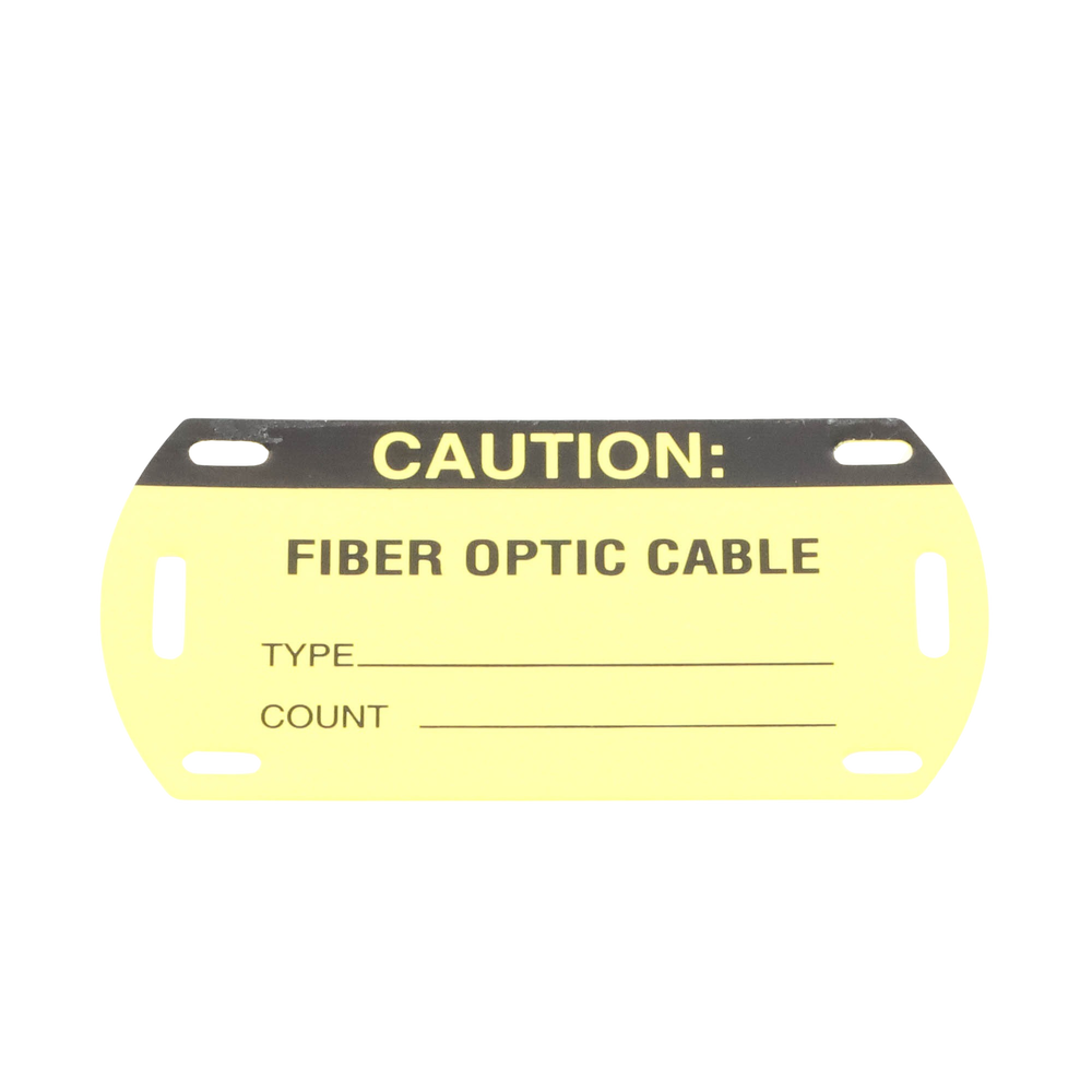Kit de 5 Etiquetas Autolaminadas para Fibra Óptica, Para Uso Interior/Exterior, Dimensiones de 90.42 x 52.32 mm (3.56 x 2.06 pulgadas), Color Negro con Amarillo