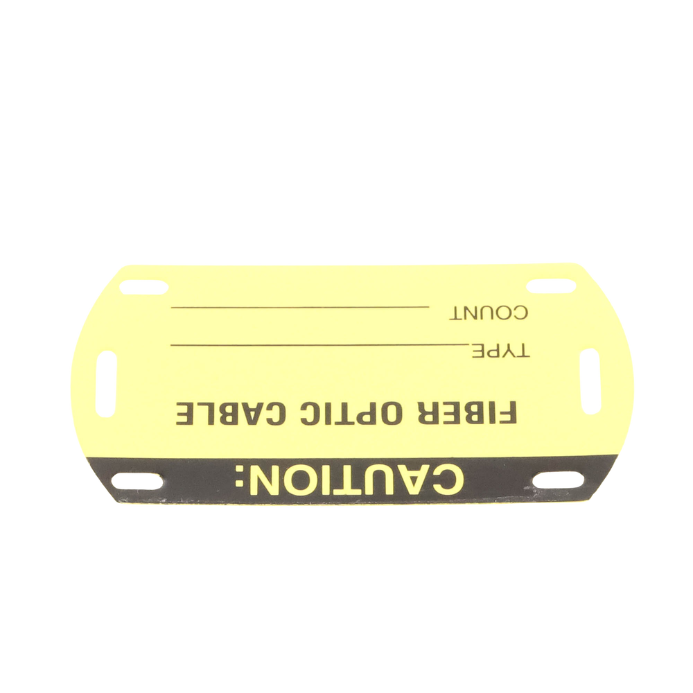 Kit de 5 Etiquetas Autolaminadas para Fibra Óptica, Para Uso Interior/Exterior, Dimensiones de 90.42 x 52.32 mm (3.56 x 2.06 pulgadas), Color Negro con Amarillo
