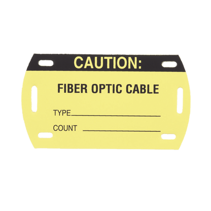 Kit de 5 Etiquetas Autolaminadas para Fibra Óptica, Para Uso Interior/Exterior, Dimensiones de 90.42 x 52.32 mm (3.56 x 2.06 pulgadas), Color Negro con Amarillo
