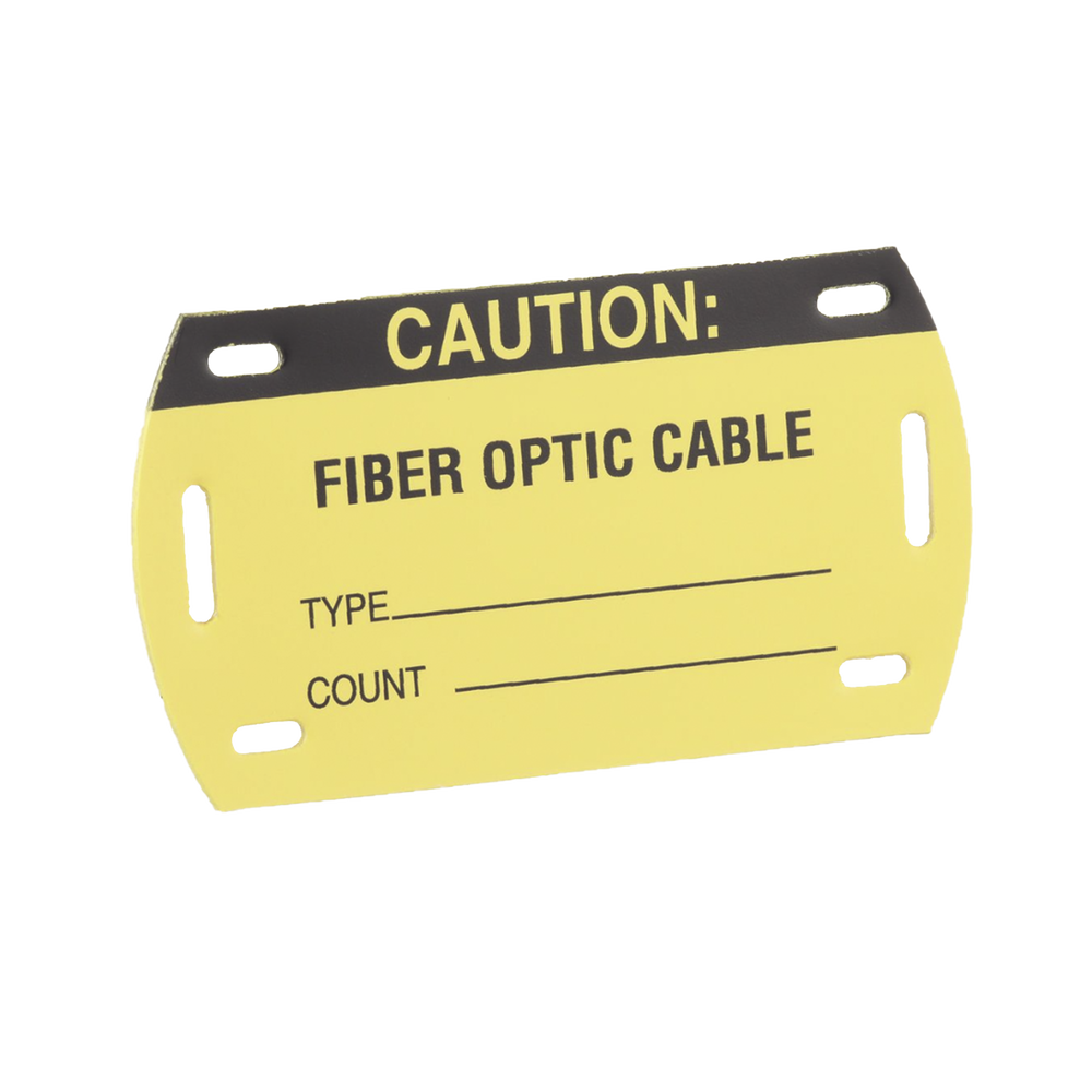 Kit de 5 Etiquetas Autolaminadas para Fibra Óptica, Para Uso Interior/Exterior, Dimensiones de 90.42 x 52.32 mm (3.56 x 2.06 pulgadas), Color Negro con Amarillo