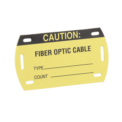 Kit de 5 Etiquetas Autolaminadas para Fibra Óptica, Para Uso Interior/Exterior, Dimensiones de 90.42 x 52.32 mm (3.56 x 2.06 pulgadas), Color Negro con Amarillo