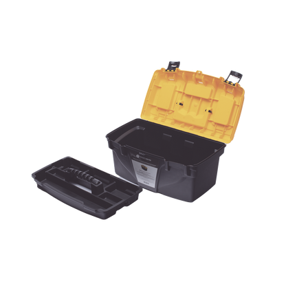 Caja Porta Herramientas 17", 44x26x23 cm Bicolor con Compartimientos para Tornillos.