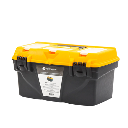 Caja Porta Herramientas 17", 44x26x23 cm Bicolor con Compartimientos para Tornillos.