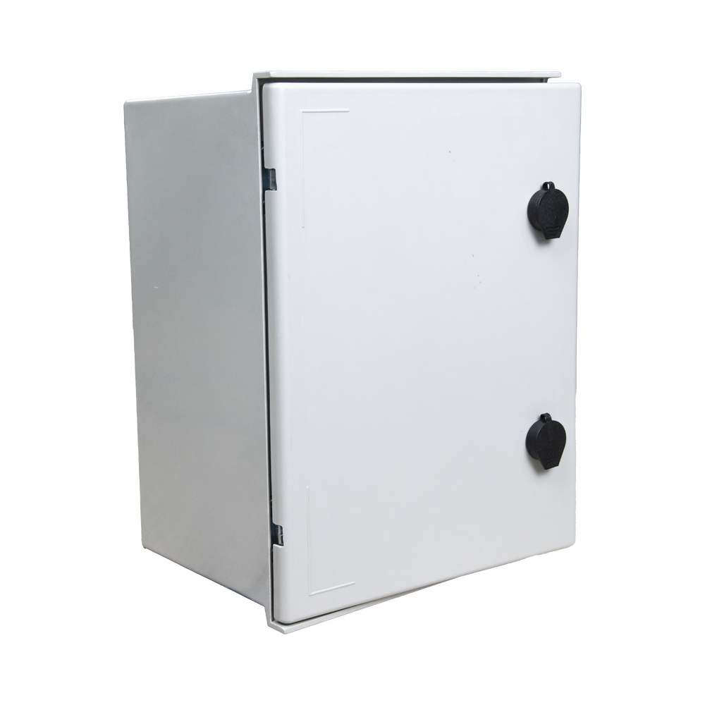 KIT de Gabinete de Poliéster (300 x 400 x 200 mm) + Controlador de Carga con Switch PoE (5) + Batería de 12V 7Ah